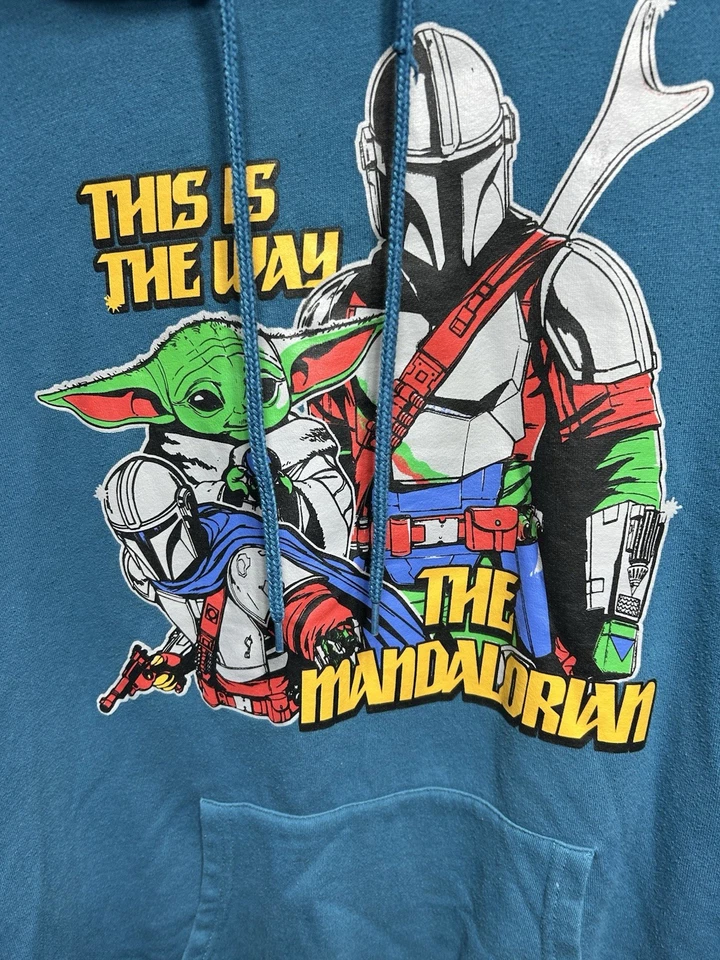 Sudadera con Capucha Star Wars 3XL “This Is The Way The Mandaldrian” Azul Pullover Bolsillos Foto 2 de 4