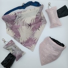 Floral Palm Leaves Mauve Orchid Reversible Over the Collar Dog Bandanas