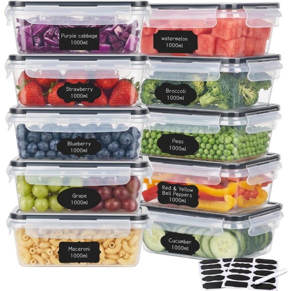 Frischhaltedosen Set 10 StüCk 1L Bpa-Frei Mikrowelle SpüLmaschine-image