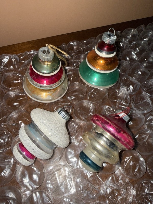 4 Vintage Shiny Brite Ornaments