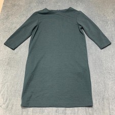 Uniqlo Shift Dress Womens Large Green Knit Boat Neck Back Zip Everyday Wear