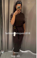 ZARA NEW WOMAN MIDI KNIT BELTED DRESS MINK S,M,L 3920/836/706