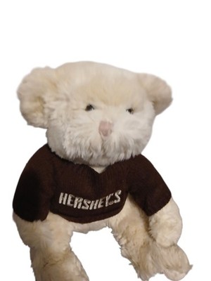 Großer Hershey's Teddybär Plüschtier Stofftier cremefarben mit braunem Pullover 16 cm groß