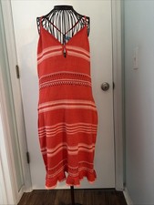 Madden NYC 3XL orange striped summer knit sweater dress w/spaghetti straps NWT