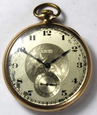 1923 Elgin Grade 384 12s 17j Gold Filled Pocket Watch w/ Fancy Dial - Runs
