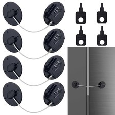 4P Refrigerator Locks Combination, Mini Freezer Door Lock Fridge Black