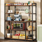 Bakers Rack 5 Tier Kitchen Rack w/ Shelves 6 Hangers for Home Organizers Storage