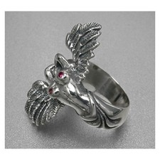 Goddess Diva Wing Ring Red Cubic Zirconia Mythos - Sterling Silver .925 ROCK