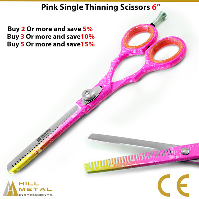 6'' PINK BARBER HAIR DRESSING CUTTING THINNING TRIMMING GROOMING SHEARS SCISSORS
