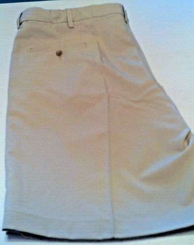 HAGGAR UOMO BIG & TALL COOL 18 PERFORMANCE OXFORD PLISSETTATO CORTO TAGLIA 42 SABBIA NUOVO CON ETICHETTE - Foto 3 di 3