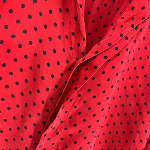 GENELLI gepunktetes Herrenhemd Seide rot und schwarz Tupfen Ärmelshirt Größe M/L - Bild 6 von 10