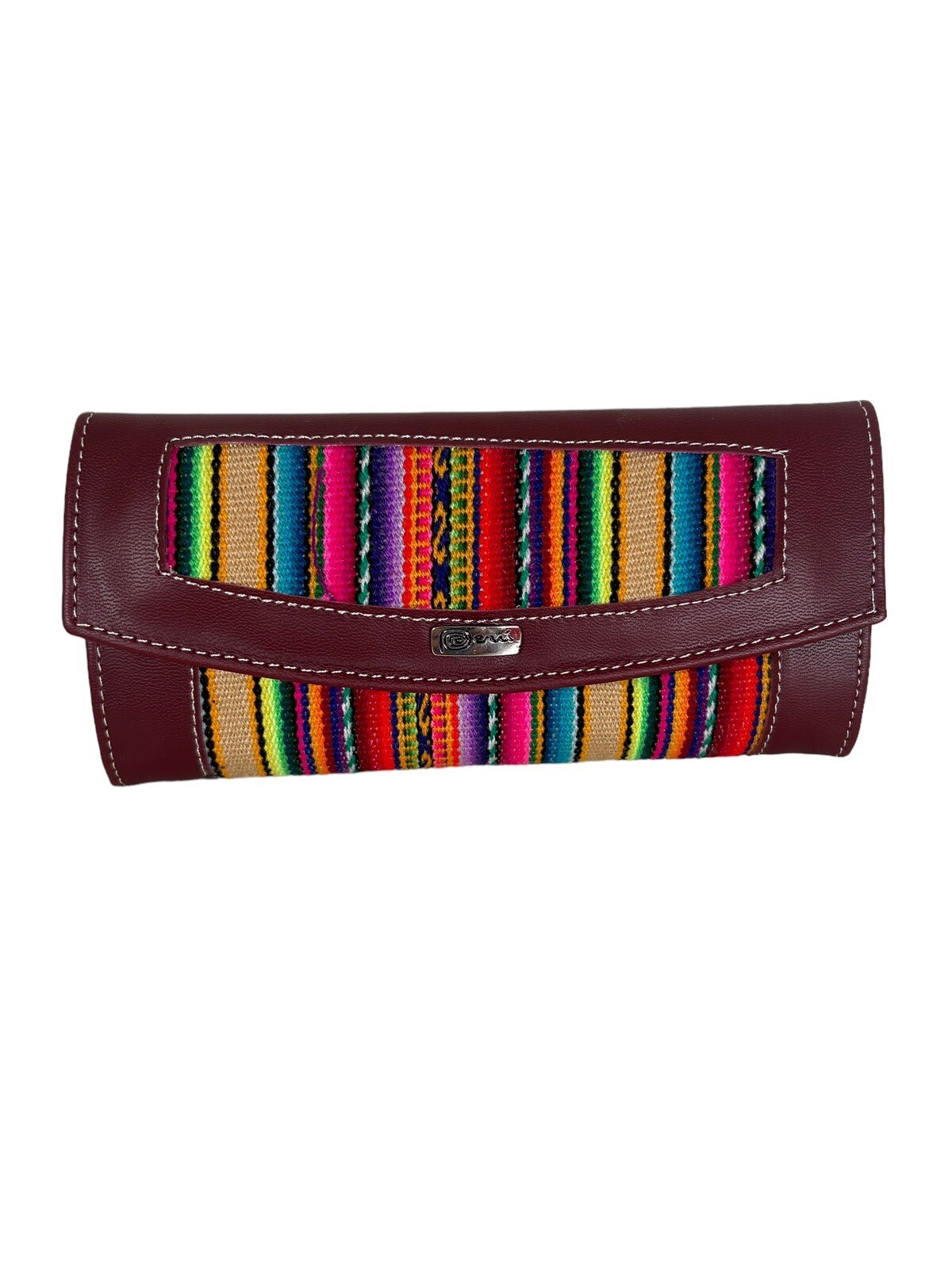 Peruvian Manta and faux leather clutch purse with stylish design  -image