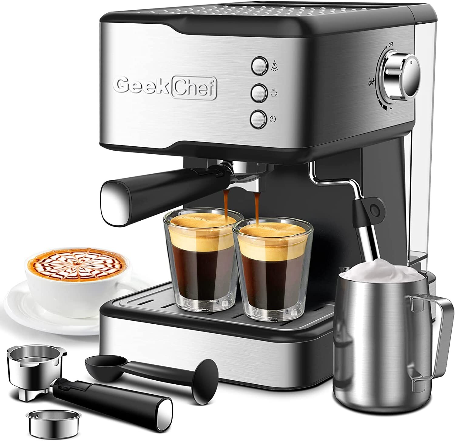 Espresso Coffee Maker Machine Cappuccino Latte Machiato W/Frothing Nozzle 20 Bar