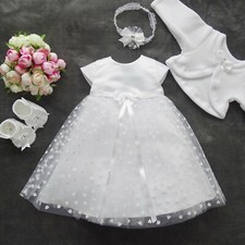 Taufkleid  +Stirnband+Schuhe+Bolero Babykleid...