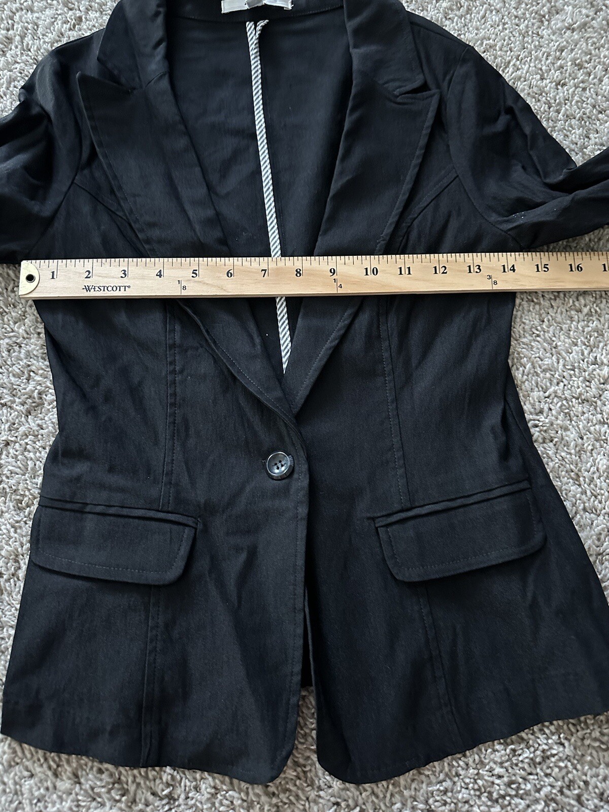 Papaya Basic Solid Black Roll Sleeve Single Butto… - image 10