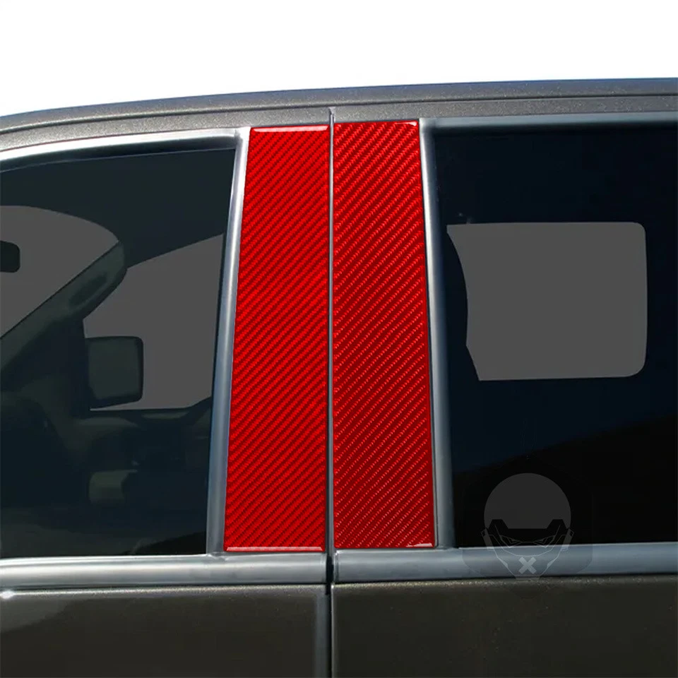 4×Red Carbon Fiber Window B Pillar Post Panel Cover For Dodge Avenger 2008-2014 - Image 4 of 4
