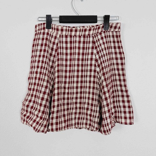 Reformation Red Storm Gingham Flounce Mini Skirt - 第 4/7 張圖片