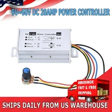 12V 24V Max 20A PWM DC Motor Stepless Variable Speed Control Controller Switch 