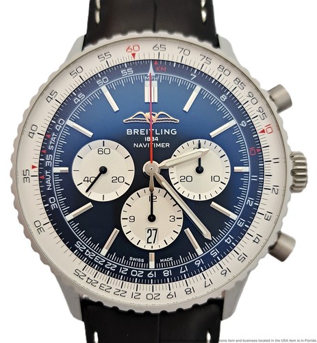 Breitling Navitimer B01 Chronograph 46 Mens AB0137 Date Wrist Watch Box Papers