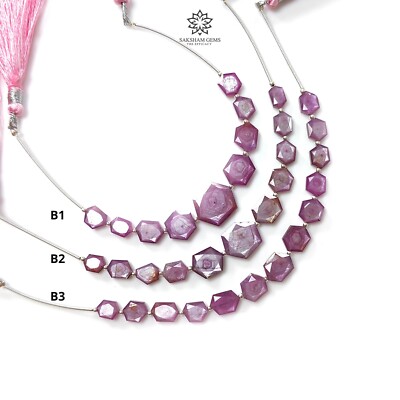 Pink Sapphire Hexagon Both Side Faceted Cut 925 Sterling Silver Loose Beads