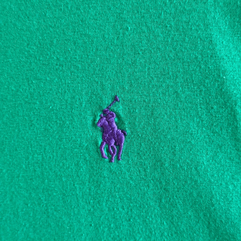 Polo Ralph Lauren verde t shirt uomo L viola pony Y2K preppy streetwear atmosfera