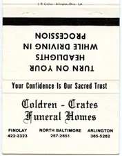 Coldren Crates Funeral Homes, Maryland Giant Matchbook