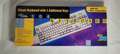 Vintage Mouse Systems Classic 104 keyboard, IMB AT, PS/2 Compatible NOS