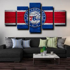Philadelphia 76ers Logo Emblem NBA Basketball Team 5 Piece Panel Canvas Wall Art