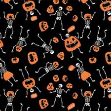 Carolina Creative Bandanna Skeletons  Pumpkins Glow 22" x 22" Halloween Fall