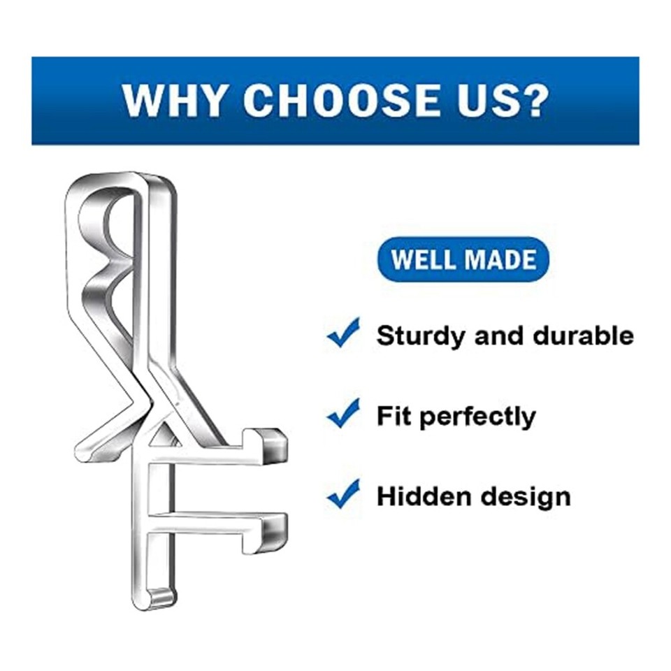 Hidden Channel Valance Clips, 17/8Inch Clear Plastic Valance Clips for