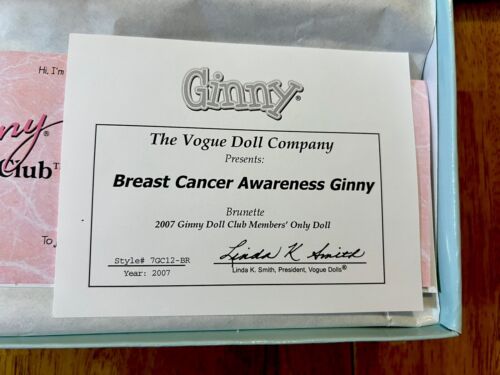 Vogue Ginny Breast Cancer Awareness Brunette NRFB Ginny Doll Club - Picture 3 of 4