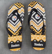 NWT Pittsburgh Steelers Black  Gold with Logo FLIP FLOP SANDALS Women's Size XL