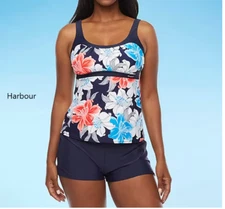 Zeroxposur Women's Floral Tankini Swimsuit Top XS, S,M,L Color Harbour/Multi