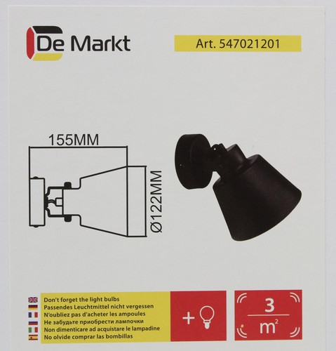 Juego de 2 luces puntuales loft de DeMarkt negro metal lámpara de pared Spot KR2-E2 - Imagen 3 de 4