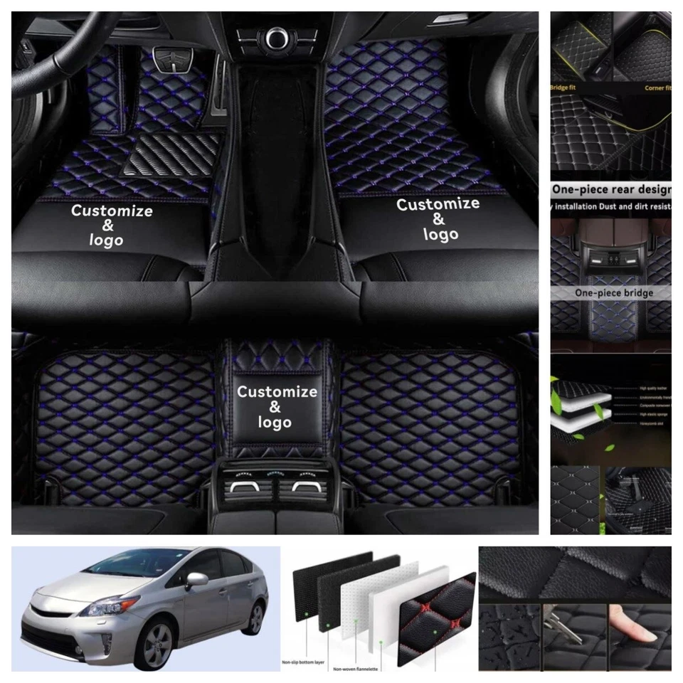 Fit For Toyota Prius 2004-2025 Car Floor Mats Leather Custom Foot Carpets Rugs Foto 4 de 4