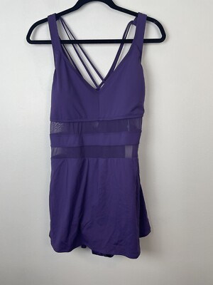 Bleu Rod Beattie Don't Mesh With Me Cross Back Swim Dress Size 18W Color Purple