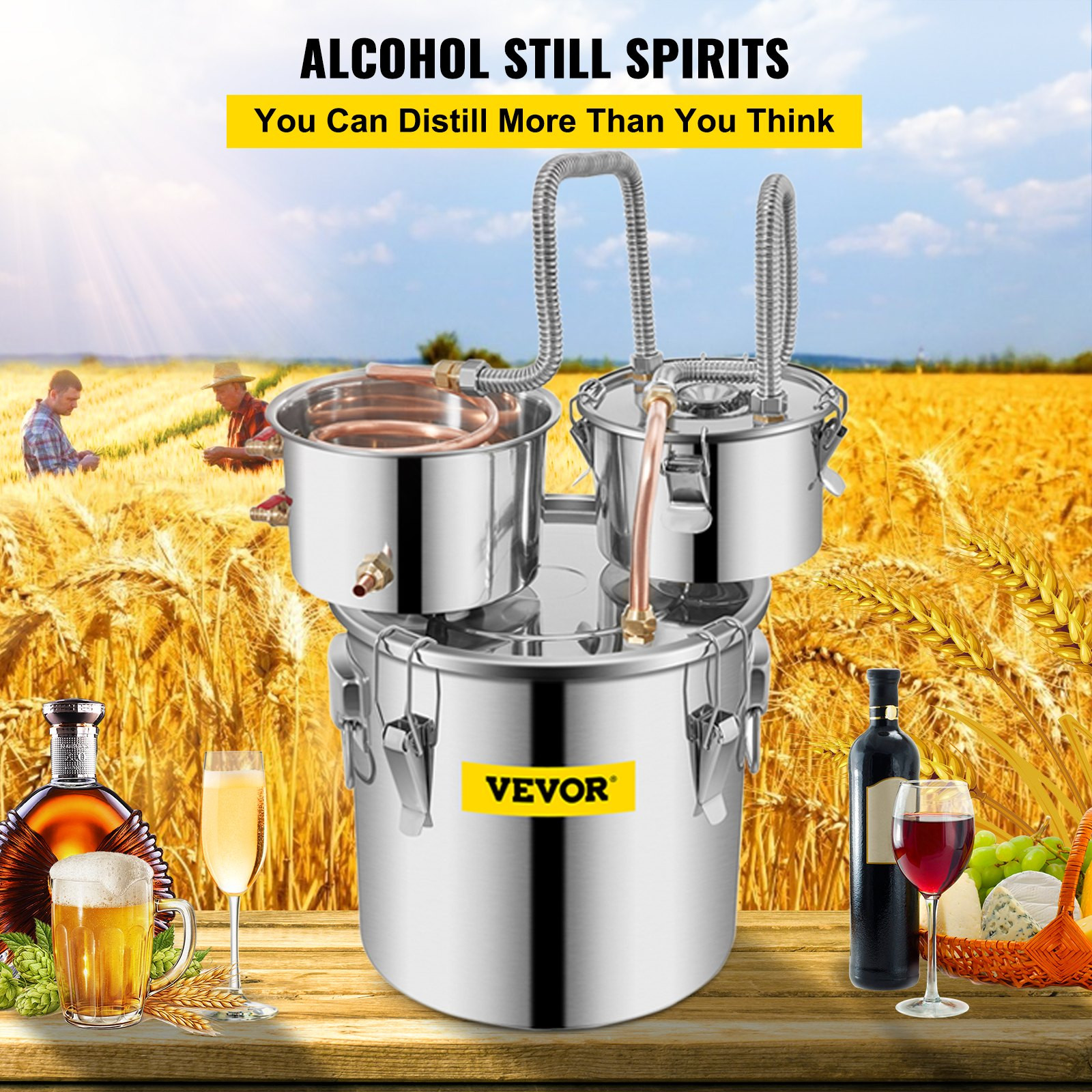 8Gal Home Use Moonshine Still Brewing Stainless Steel Water Wine Alcohol Double