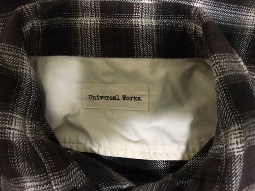UNIVERSAL WORKS Small Chocolate Brown SHADOW PLAID Flannel WORK SHIRT - 第 5/7 張圖片