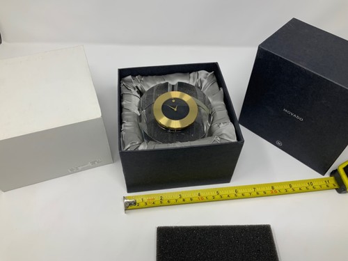 Movado Black Dial Round Crystal Clock TCL109M (chipped) READ - Picture 12 of 12