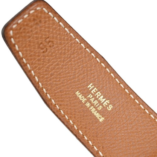 Cinturón HERMES H Logo Constance Hebilla Reversible Cuero Negro Marrón 82RF277 - Imagen 11 de 11