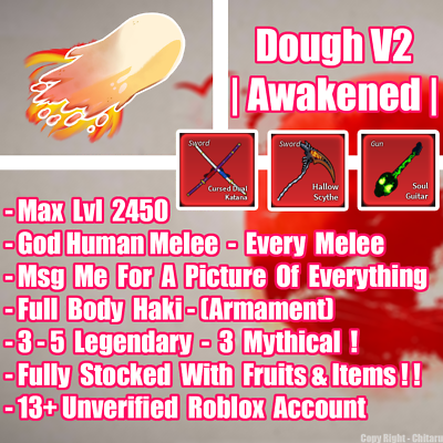 SOLD - Blox Fruits Lv 2450, Race V4, Awaken Dough