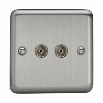 Varilight XS88 Classic Matt Chrom 2 Gang Co-Axial TV Steckdose