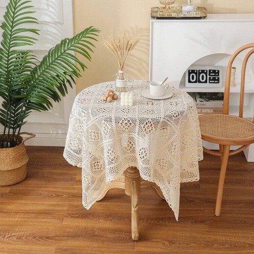 Vintage Handmade Crochet Lace Tablecloth Table Cover Wedding Party Dinner Decor - Picture 30 of 115