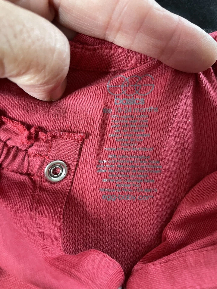 Vestido EGG Basics (Susan Lazar) Nuevo sin Etiquetas Rojo Peruano Pima Algodón Orgánico-18-24Mos Foto 2 de 4