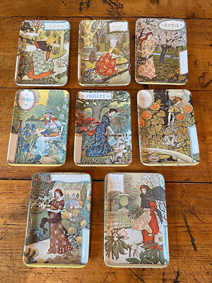 Vtg Mebel Melamine Trays Italy - Ladies of the Month, Renaissance, Asian Art 4x6