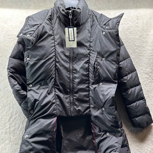 NWT COLE HAAN Black Down Puffer Hooded Coat Jacket XS Long Parka Winter Quilted - Picture 8 of 12