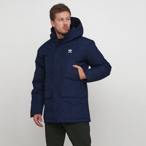 Adidas Original Mens Warm Padded Parka Jacket Navy Coat  ED5836 Size M - Picture 2 of 3