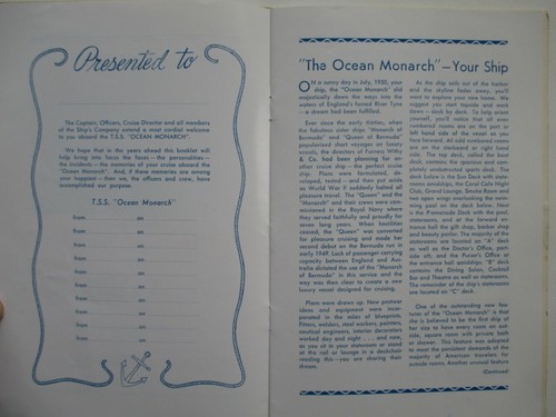 Bermuda Furness 1960 linea T.S.S. Elenco passeggeri nave da crociera Ocean Monarch - Foto 3 di 7