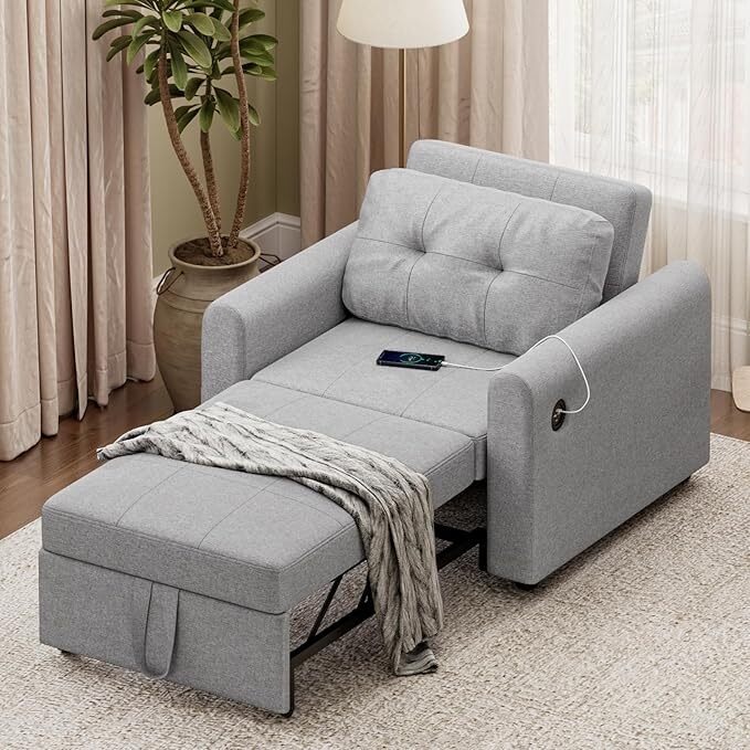 Hadibio in Sofa Bed, Convertible Sleeper Chair Bed with Linen