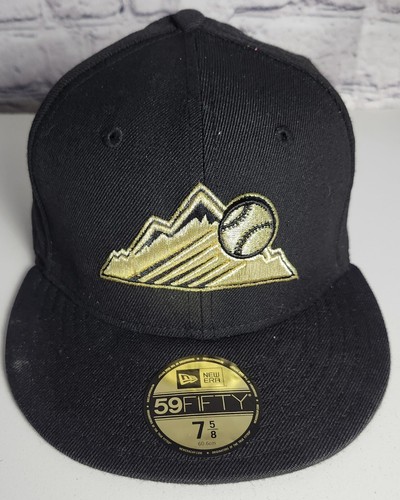 Colorado Rockies 59fifty New Era Hat Black & Gold Futted 7 5/8 - Picture 10 of 15